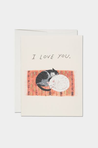 Red Cap Cat Cuddle Love Greeting  Card