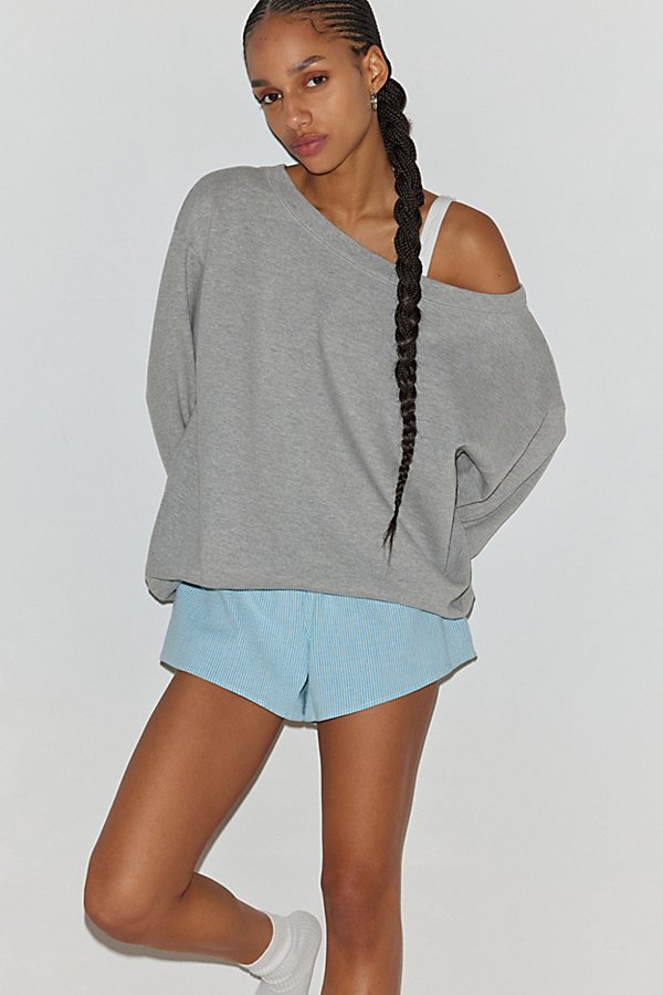 Out From Under Imani Oversized Off-the-shoulder Sweatshirt In Grey, Women's At Urban Outfitters