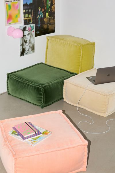 Evelyn Velvet Bean Bag Ottoman