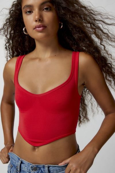 Out From Under Camilla Seamless Bustier Cropped Tank Top In Red, Women's At Urban Outfitters