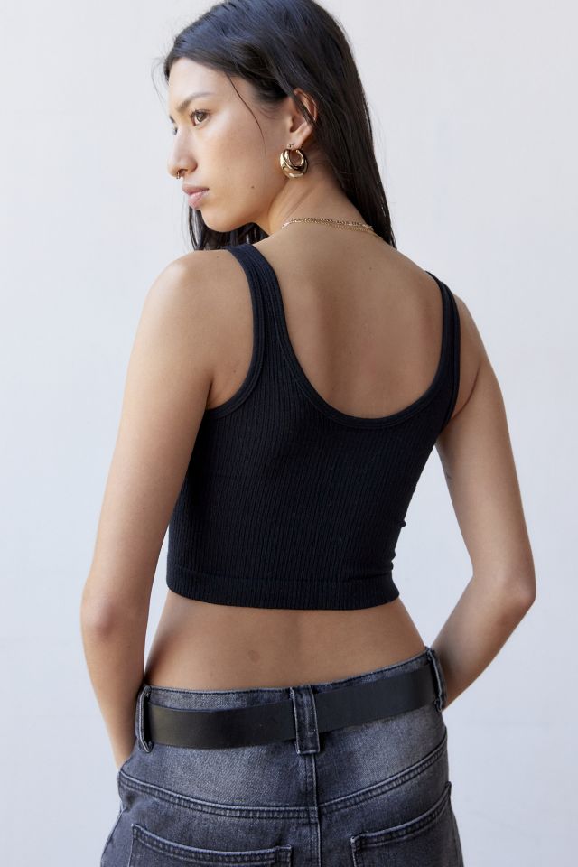 URBAN OUTFITTERS OUT FROM UNDER JACKIE SEAMLESS ZIP-UP HALTER BRA TOP IN  WINE