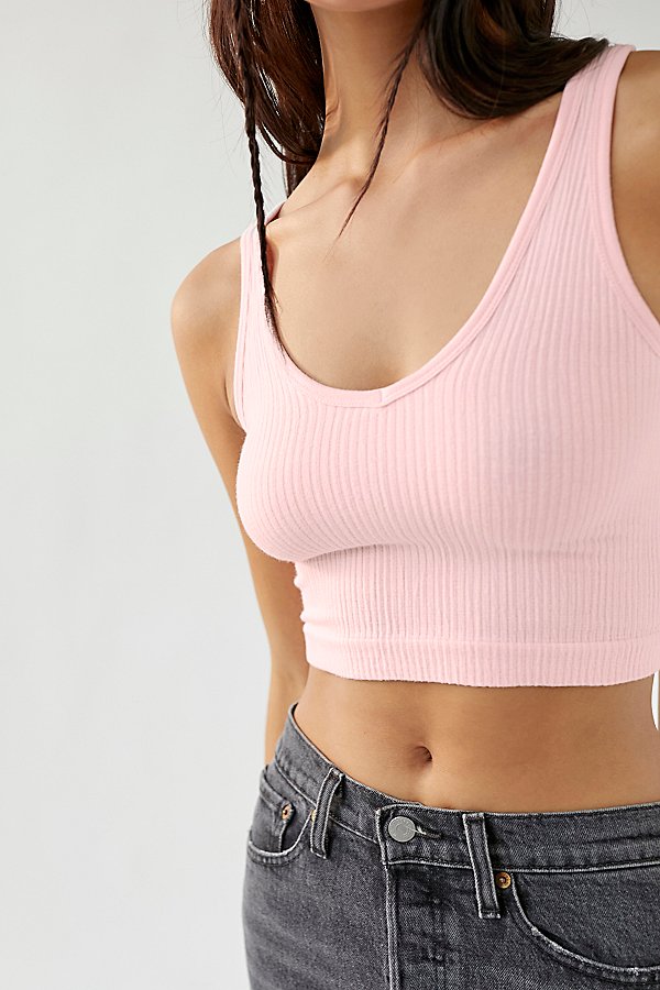 Out From Under Drew Seamless Ribbed Cropped Tank Top In Light Pink, Women's At Urban Outfitters