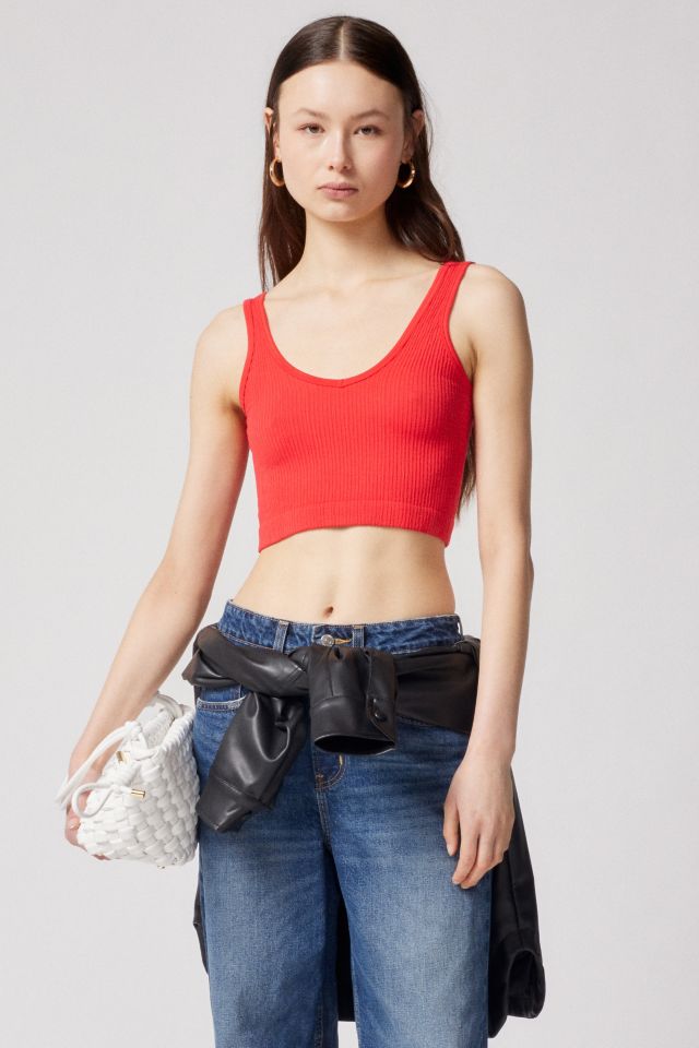 Let's Unwind White Ribbed Knotted Cropped Tank Top