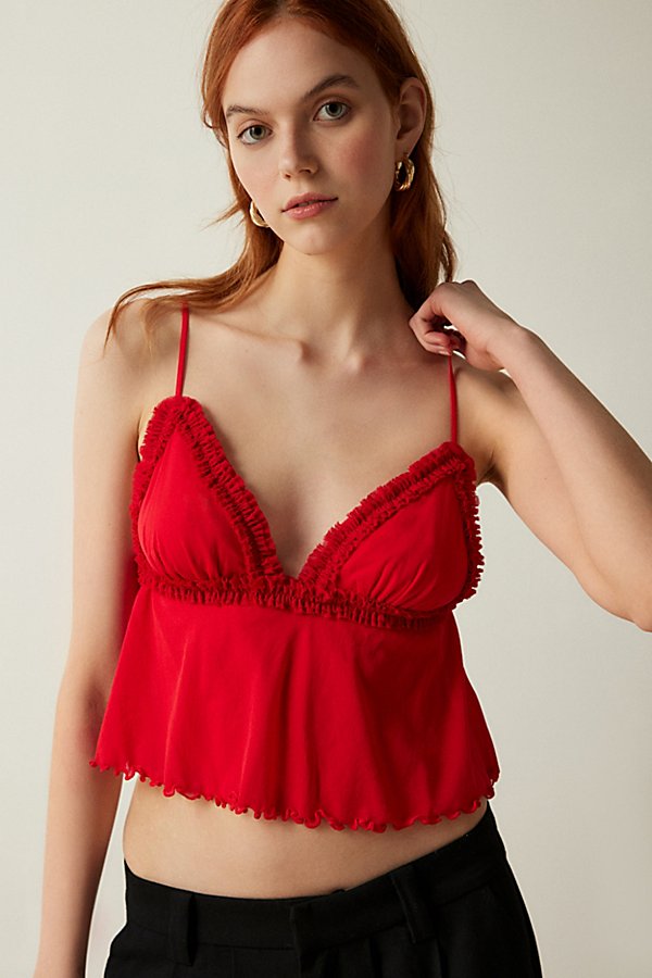 Out From Under Dryad Stretch Tulle Babydoll Cami In Red, Women's At Urban Outfitters
