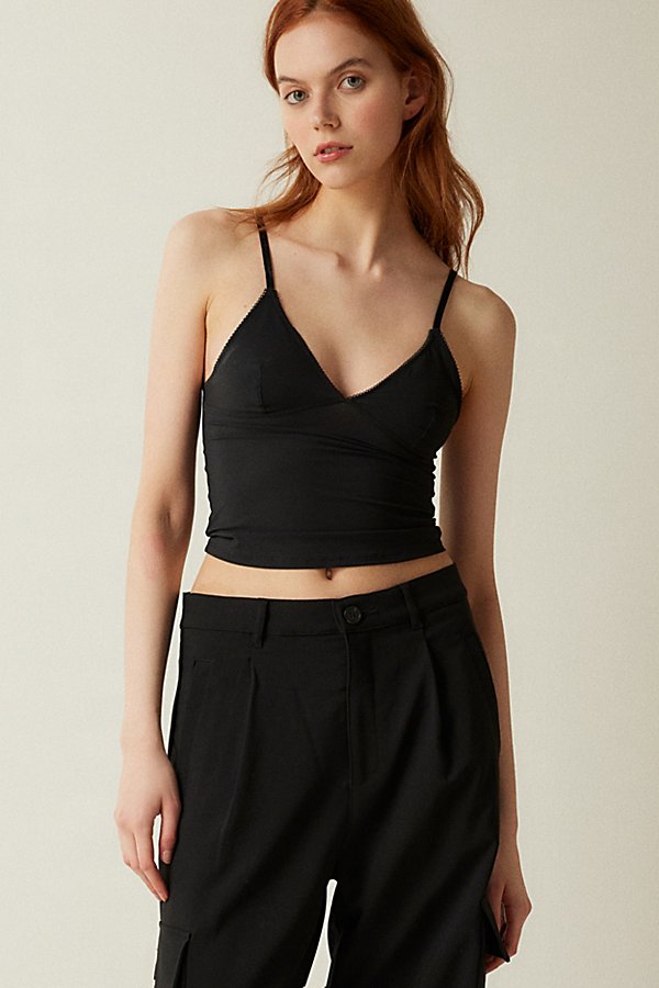 Out From Under Je T'aime Mesh Cropped Cami In Black, Women's At Urban Outfitters