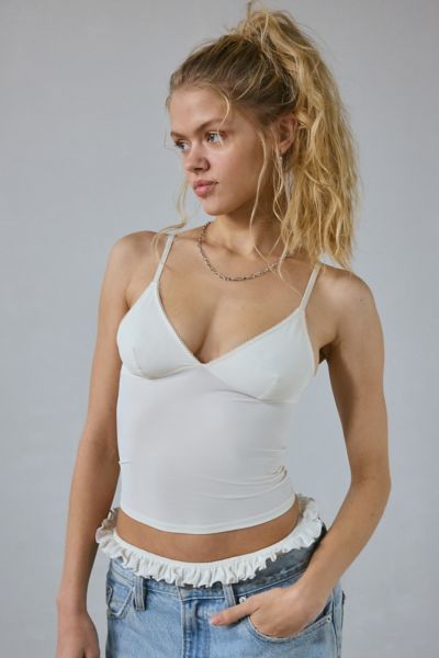 OUT FROM UNDER JE T'AIME MESH CROPPED CAMI IN IVORY, WOMEN'S AT URBAN OUTFITTERS 