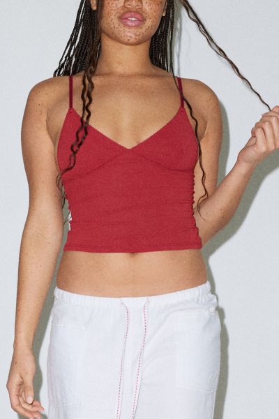 Out From Under Je T'aime Mesh Cropped Cami In Red, Women's At Urban Outfitters