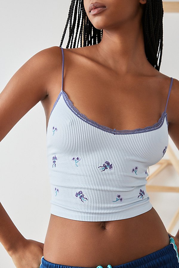Out From Under Odette Seamless Cropped Cami In Blue, Women's At Urban Outfitters