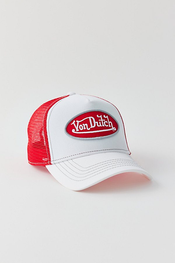 Von Dutch White & Red Trucker Hat In Red/white, Women's At Urban Outfitters