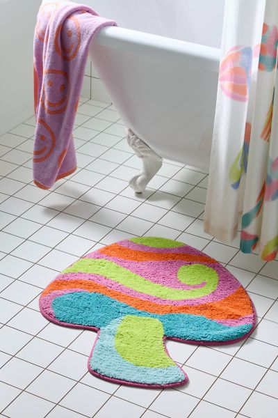 Shop Urban Outfitters Trippy Mushroom Bath Mat In Assorted At
