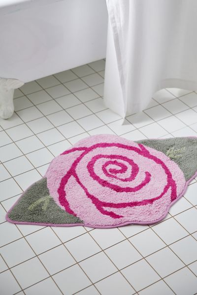 Shop Urban Outfitters Rosette Bath Mat In Pink At