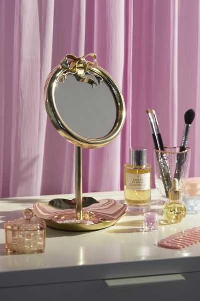 Urban Outfitters Bow Tabletop Mirror In Gold At