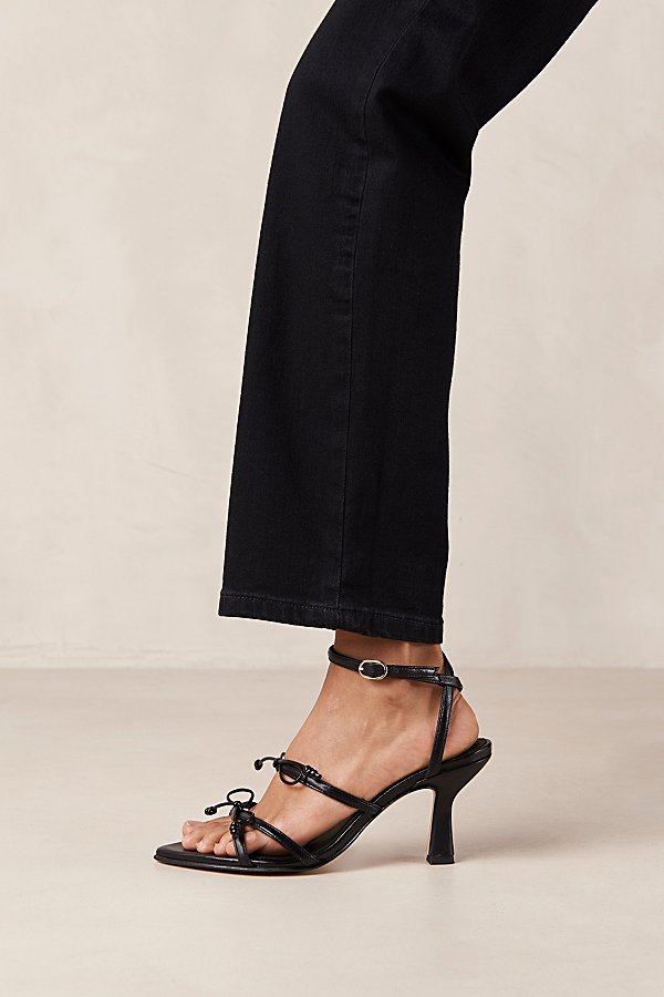 ALOHAS MALIA LEATHER STRAPPY BOW HEEL IN BLACK, WOMEN'S AT URBAN OUTFITTERS