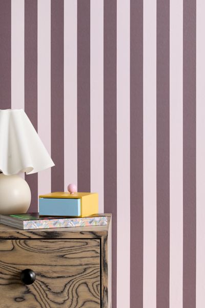 Urban Outfitters Uo Home Cabana Striped Removable Wallpaper In Rose At  In Burgundy