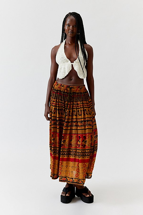 Shop Urban Renewal Remade Overdyed Gauze Midi Skirt In Gold, Women's At Urban Outfitters