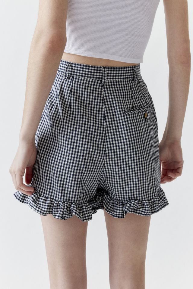 Urban Renewal Remade Checkered Ruffle Short | Urban Outfitters