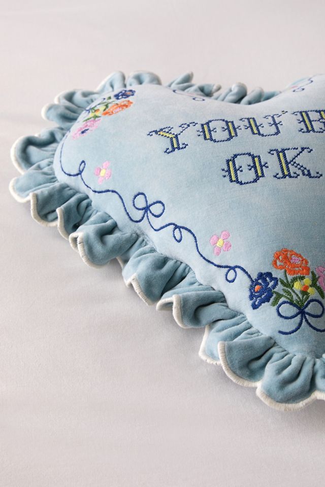 Ruffle Heart Velvet Throw Pillow Urban Outfitters