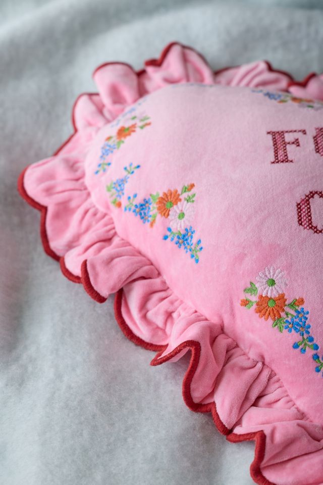Ruffle Heart Velvet Throw Pillow #1