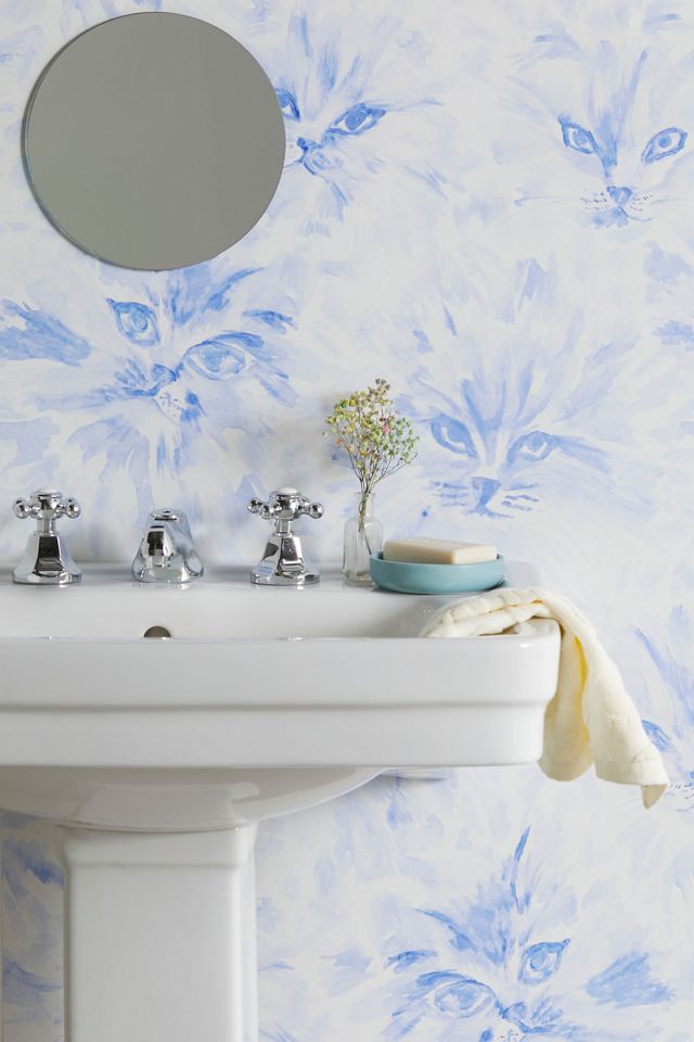 UO Home Watercolor Cats Removable Wallpaper Urban Outfitters