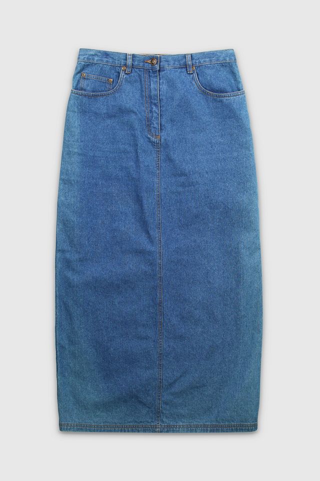 90s Slinky Blue Maxi Skirt (S)