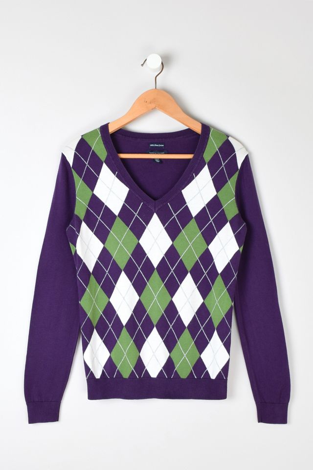 Vintage Y2K Preloved Tommy Hilfiger Purple Knit Jumper XL
