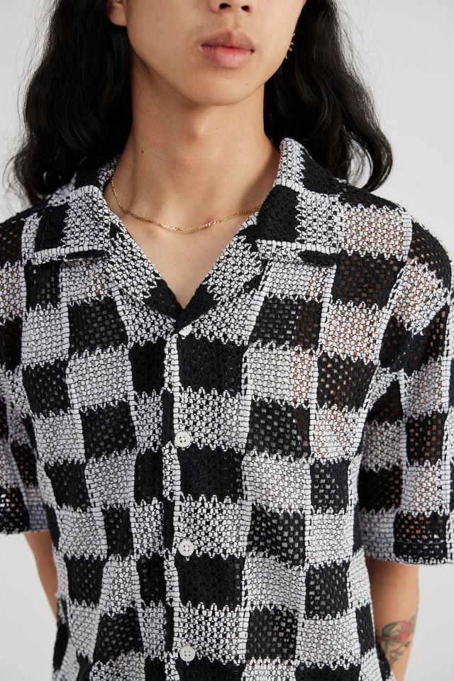 UO Checkerboard Lace Short Sleeve Shirt #4