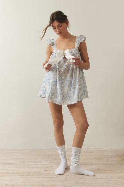 Shop Out From Under Pretty Pj Babydoll Slip In Blue, Women's At Urban Outfitters