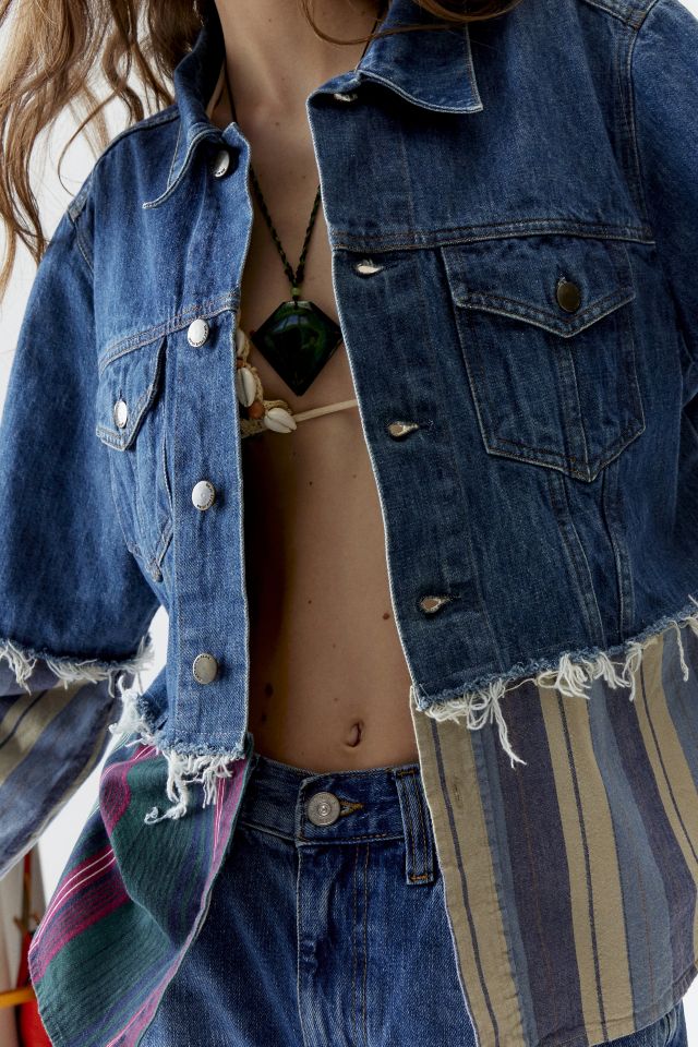 Urban Renewal Remade Stripe Spliced Denim Jacket #3