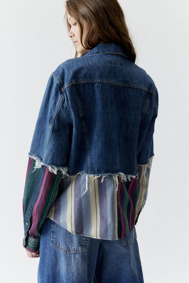 Urban Renewal Remade Stripe Spliced Denim Jacket #4