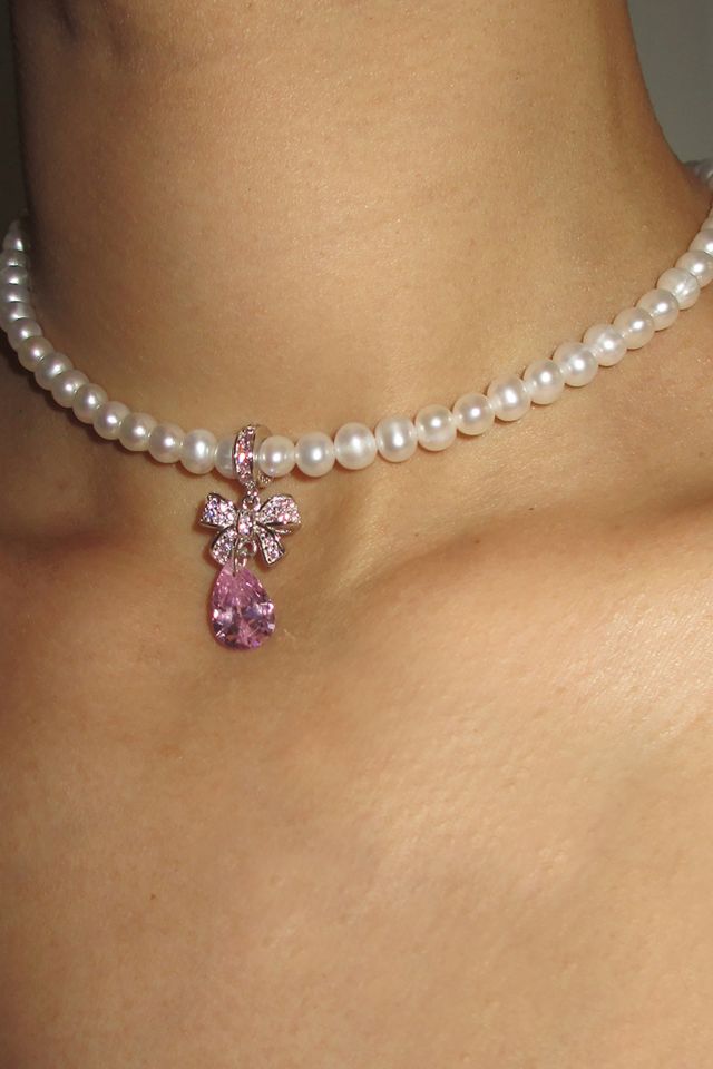 RIMOR The Pink Bow Pearl Choker #1