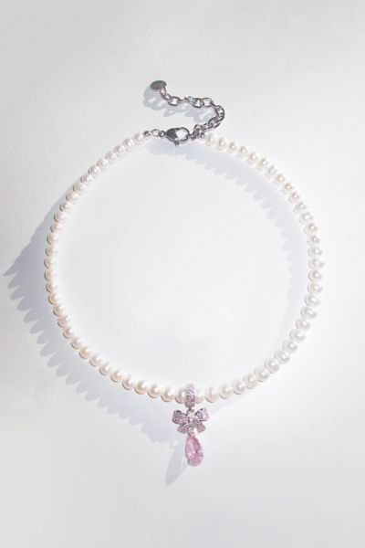 RIMOR The Pink Bow Pearl Choker