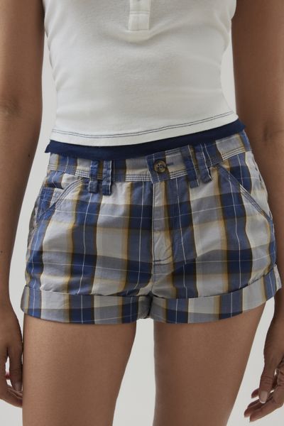 Shop Bdg Little Plaid Prep Micro Short In Blue, Women's At Urban Outfitters