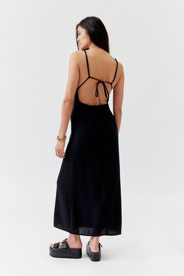 Urban Renewal Remnants Slub Linen Open-Back Midi Dress | Urban Outfitters  Canada