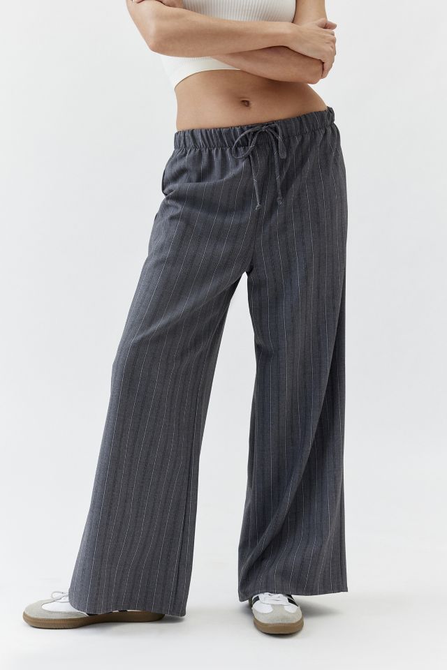 Charcoal Pinstripe Elasticated Waist Pants