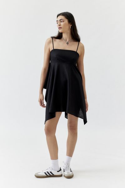 Urban Renewal Made In La Ecovero️ Linen Hanky Hem Mini Dress In Black At Urban Outfitters