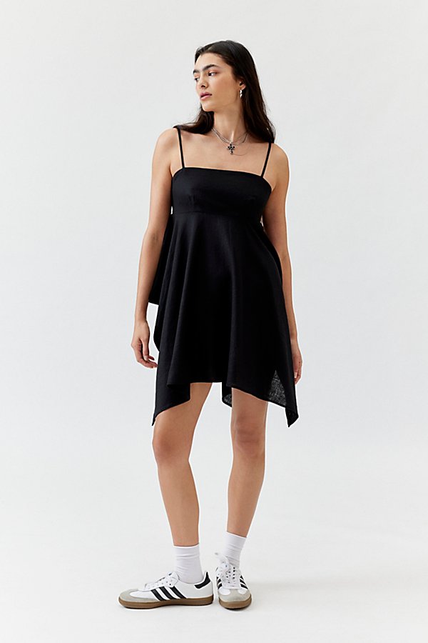 Urban Renewal Made In La Ecovero️ Linen Hanky Hem Mini Dress In Black At Urban Outfitters