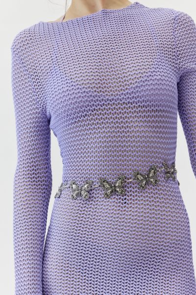 Urban Outfitters Butterfly Chain Belt In Silver, Women's At  In Metallic