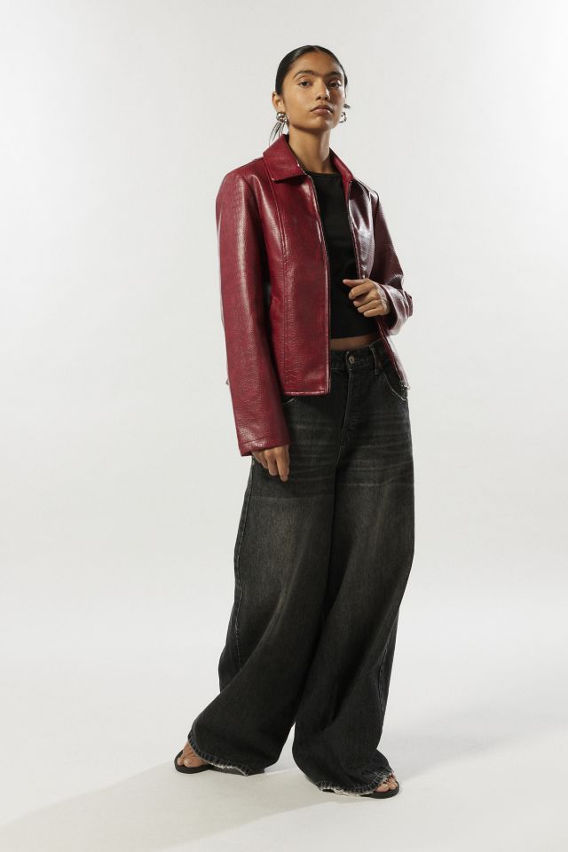 Silence + Noise Fallon Snake Embossed Faux Leather Jacket #1