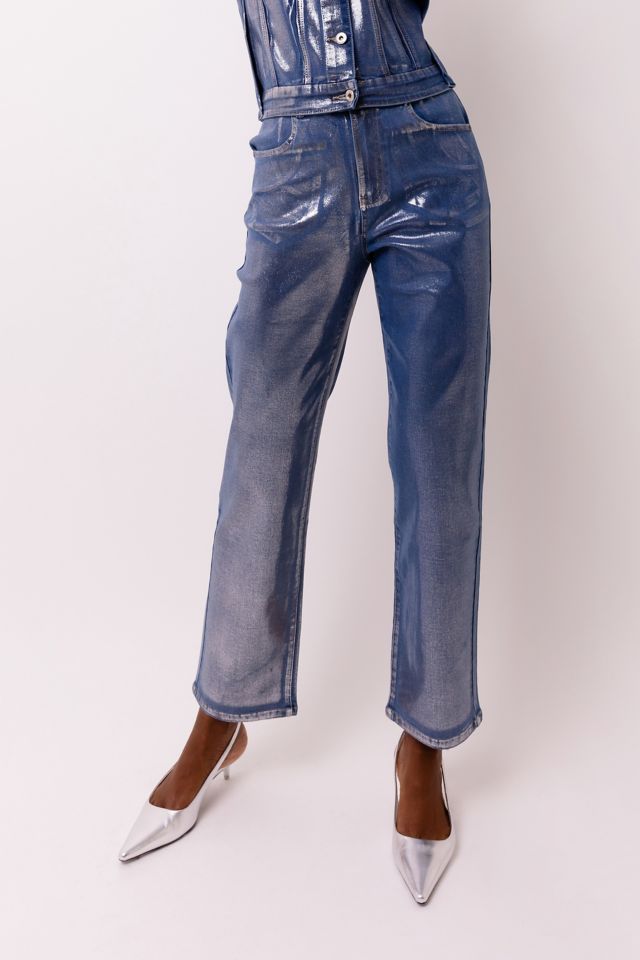 Amy Lynn Metallic Denim Pant #1