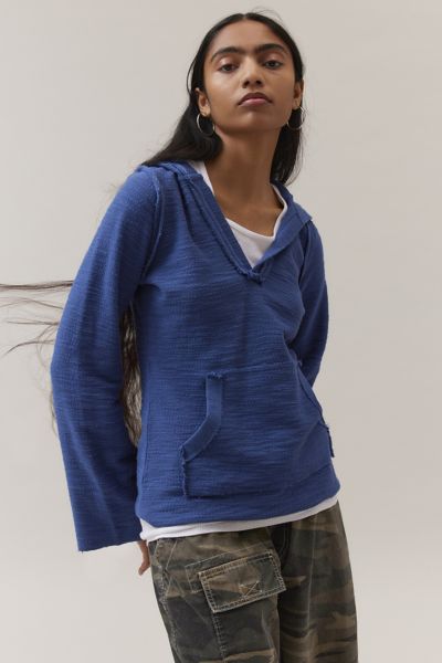 Shop Bdg Ellidy Textured Pullover Hoodie Sweatshirt In Navy, Women's At Urban Outfitters
