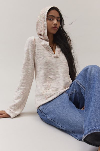 Bdg Ellidy Textured Pullover Hoodie Sweatshirt In Light Pink, Women's At Urban Outfitters