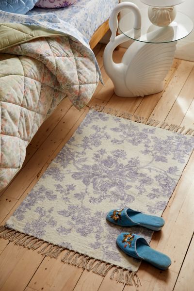 Shop Urban Outfitters Toile Digital Printed Chenille Rug In Blue At