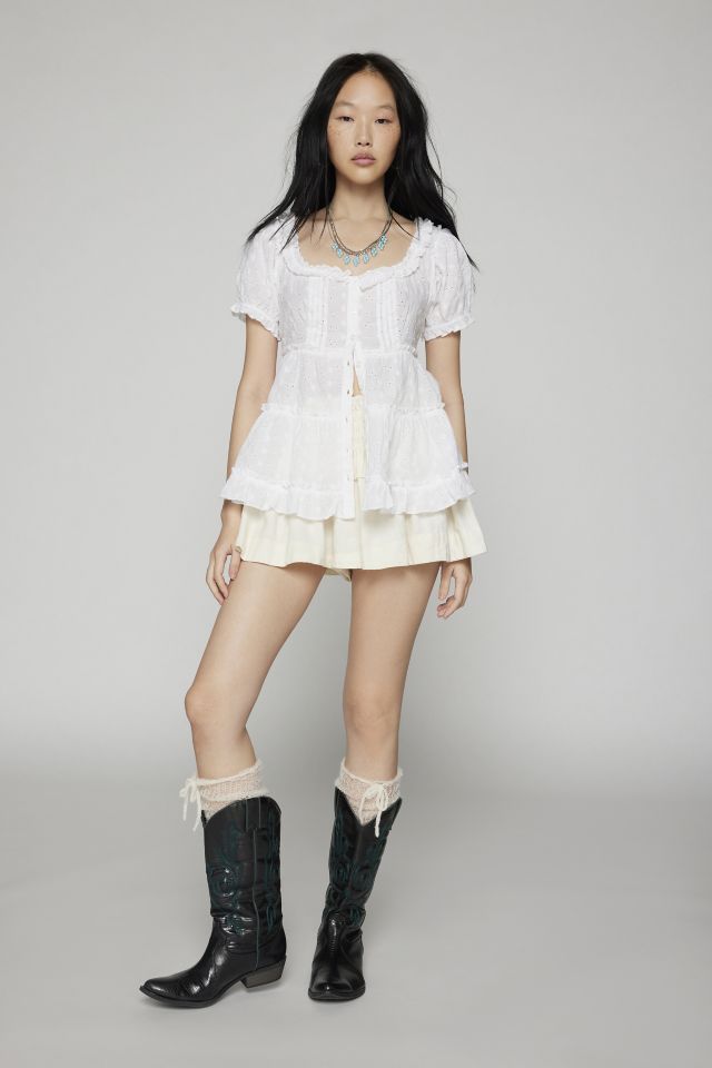 Kimchi Blue Angela Eyelet Babydoll Tunic Top | Urban Outfitters