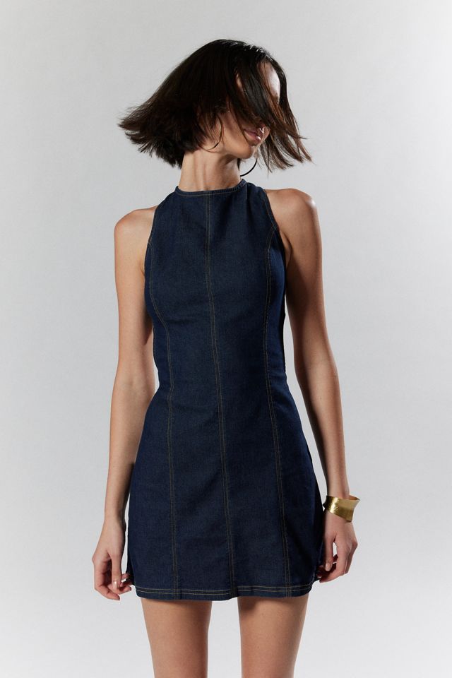 cut out denim dress URBAN REVIVO Women's Casual Dresses 2024 Fashion Lapel Sleeveless Cut- Sides Slit with Big Pockets Blue, 3X-Large at Amazon Women's Clothing store This elegant and sophisticated denim dress is the perfect addition to your high Silence + Noise Lilith Denim