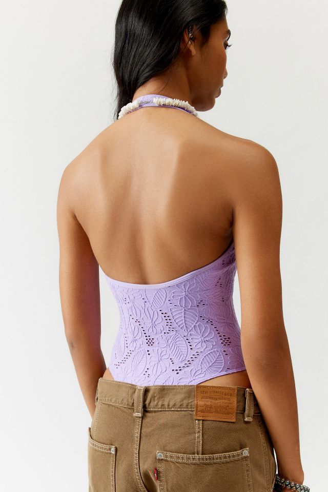 Out From Under Layla Floral Lace Halter Bodysuit #3