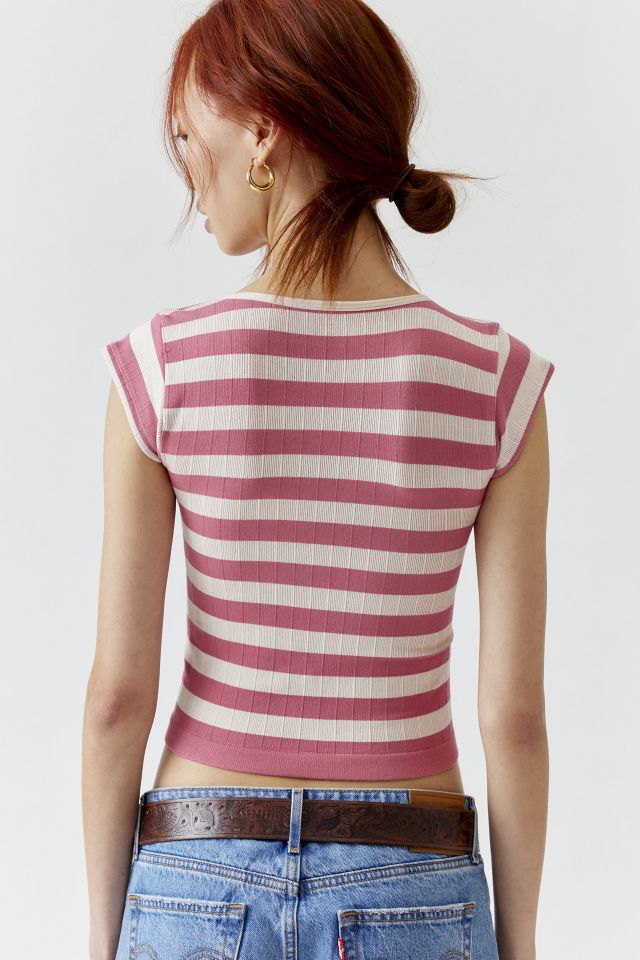 Out From Under Seamless Striped Cropped Tee #3