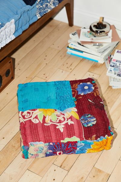 Urban Renewal Remnants Kantha Floor Pillow