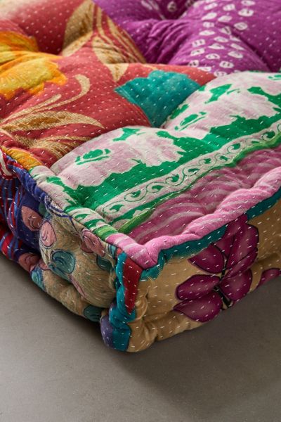 Urban Renewal Remnants Kantha Floor Pillow