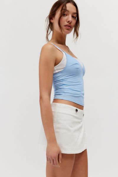 Shop Bdg Harlow Micro Mini Wrap Skirt In White, Women's At Urban Outfitters