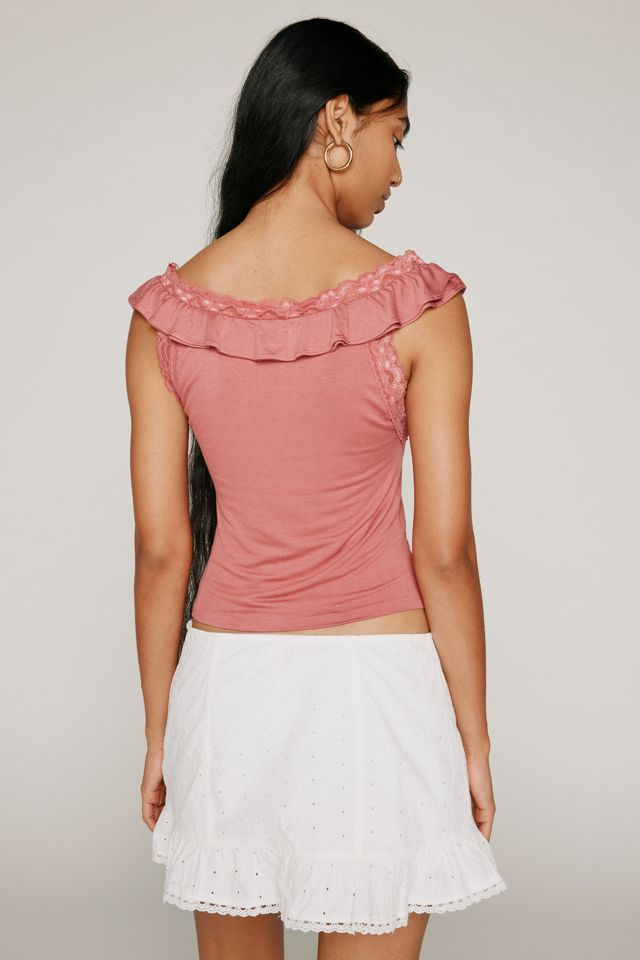 BDG Charlie Ruffle Fitted Graphic Tank Top | Urban Outfitters